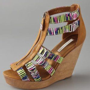 Cynthia Vincent Jagger Zip Wedge Sandals